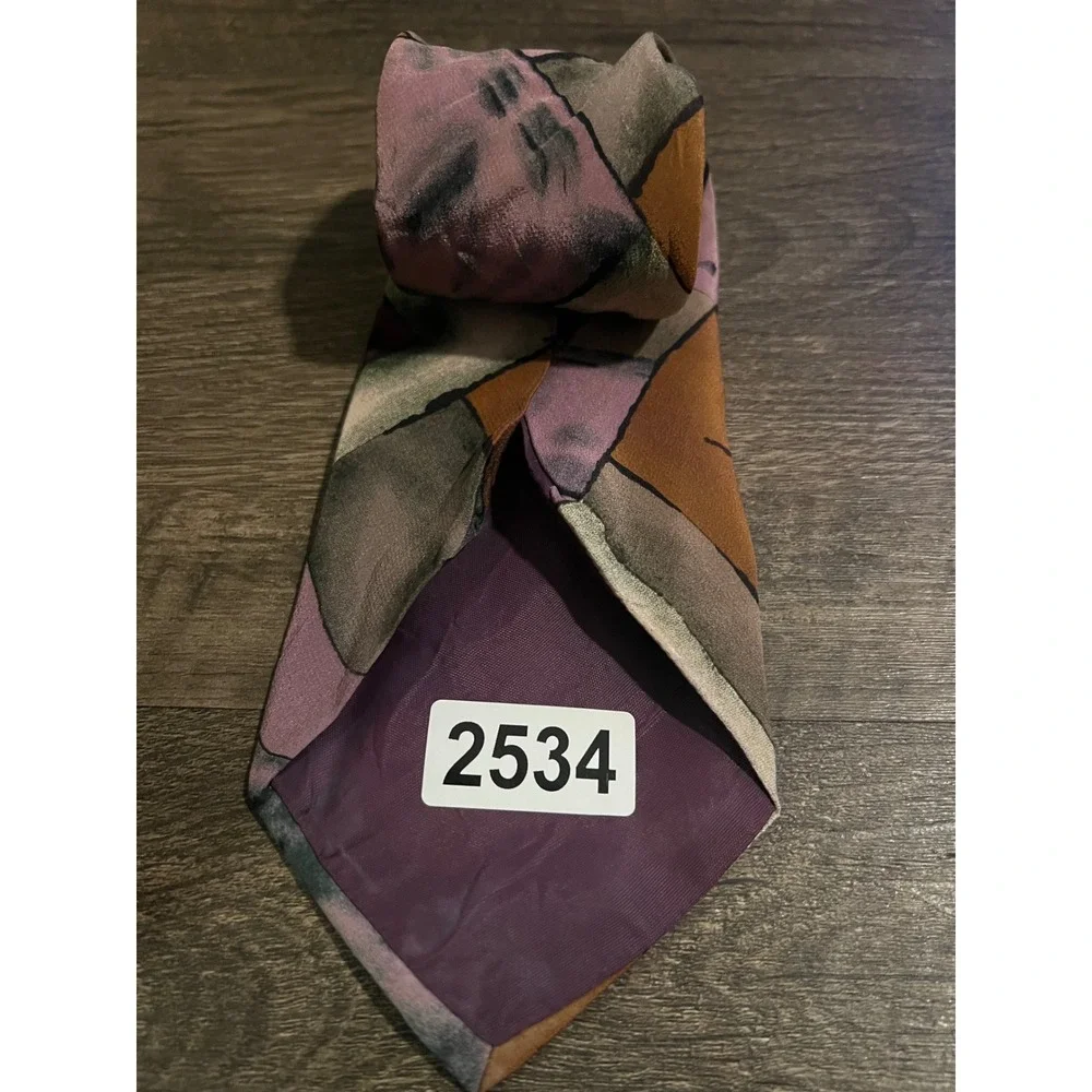 J.T. Beckett Mens Necktie Abstract Geometric Silk Purple OS